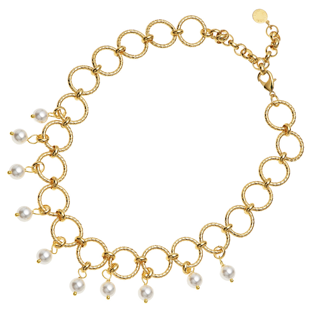 COLLANA PLACCATA ORO CON PERLE