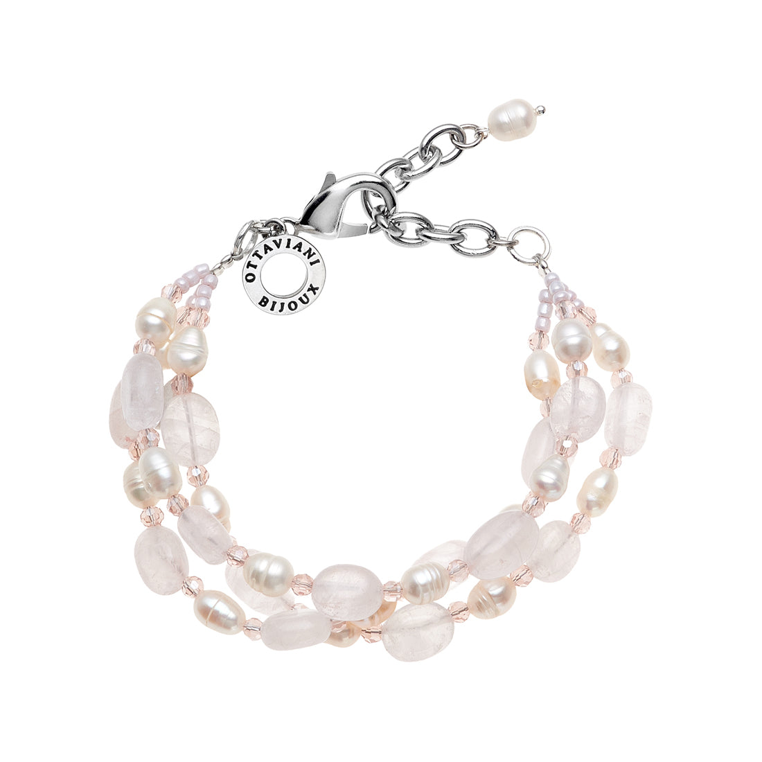 BRACCIALE CON QUARZI E PERLE