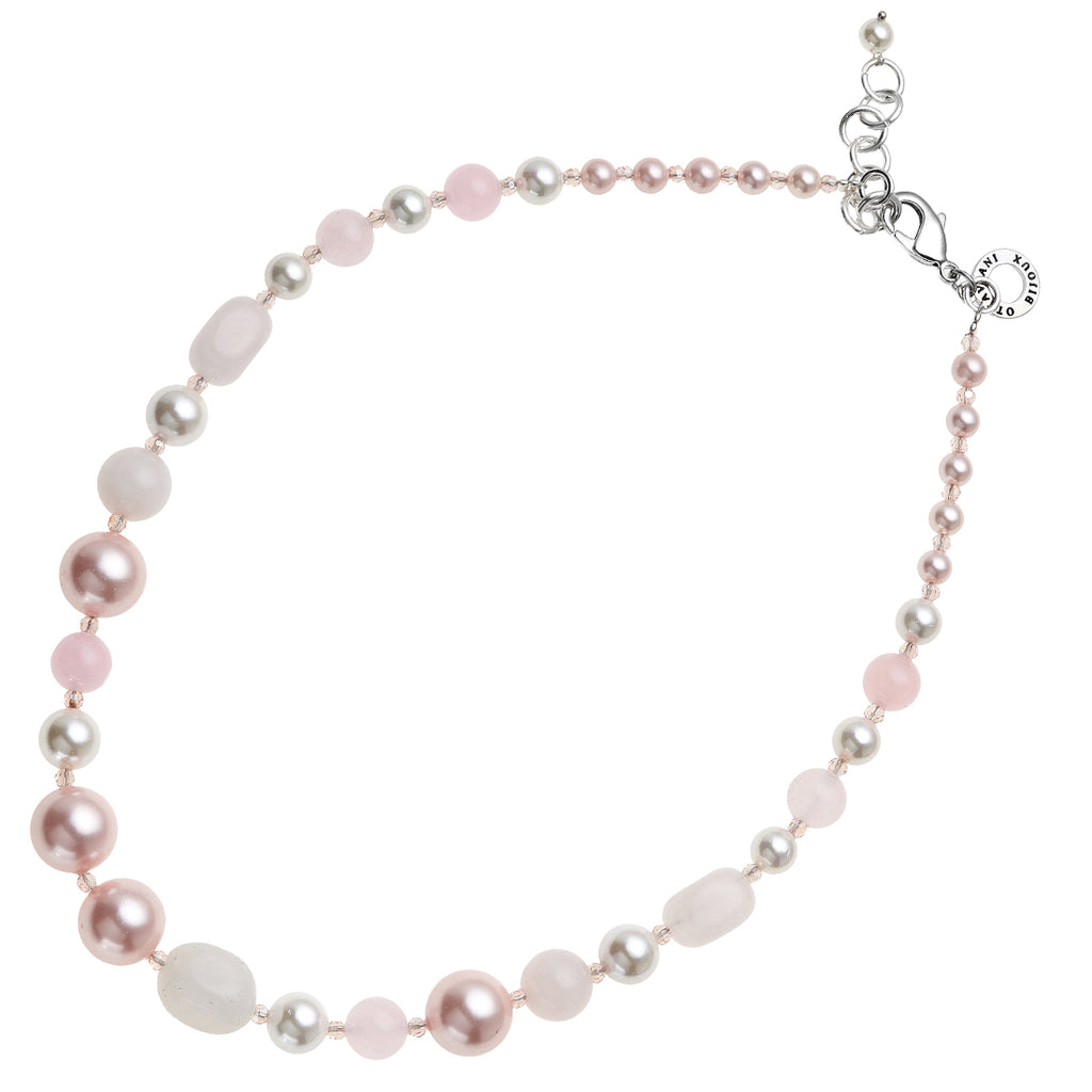 COLLANA CON AGATA QUARZI E PERLE