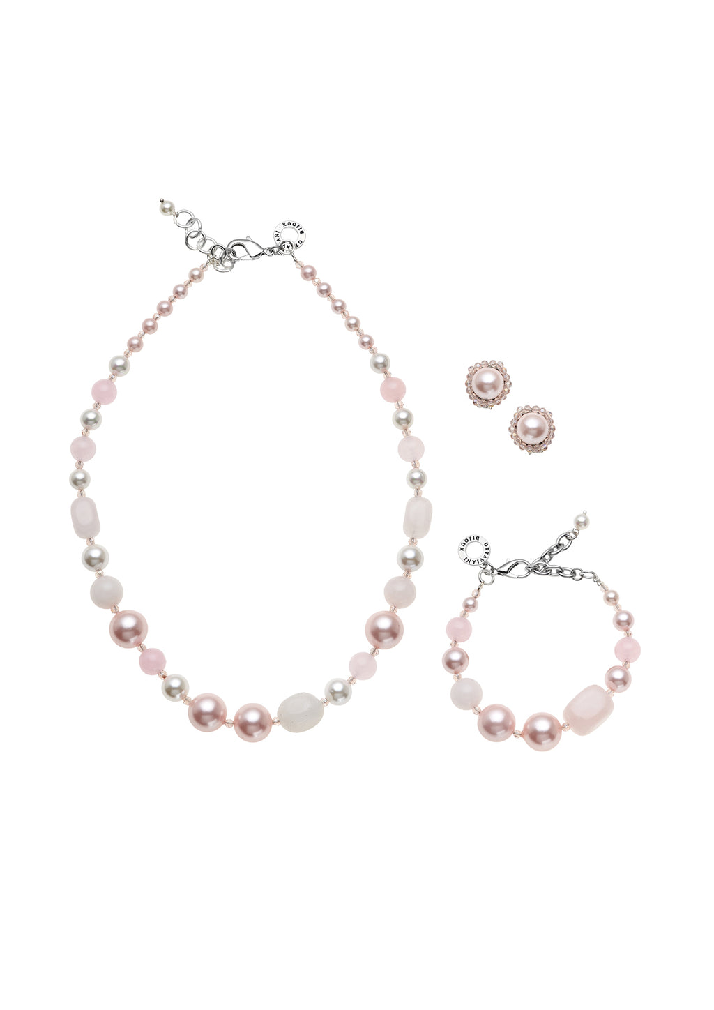 COLLANA CON AGATA QUARZI E PERLE