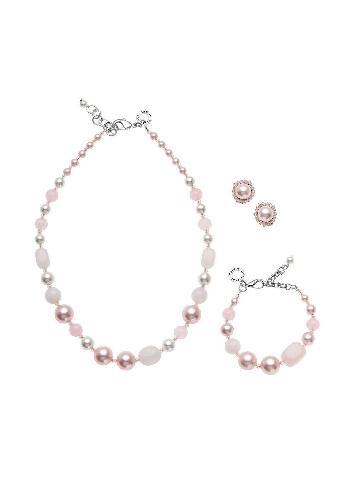 COLLANA CON AGATA QUARZI E PERLE