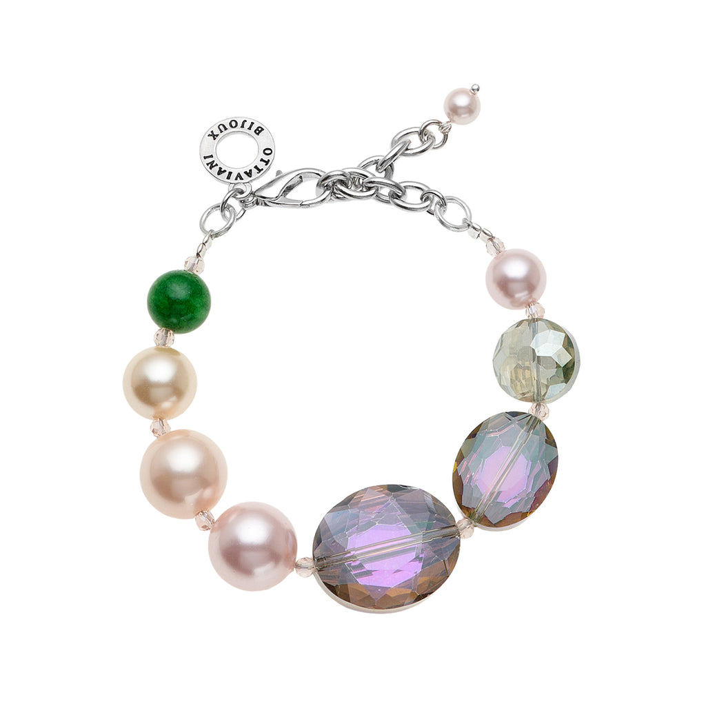 BRACCIALE CON AGATA CRISTALLI E PERLE