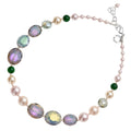 COLLANA CON AGATA CRISTALLI E PERLE