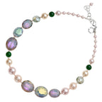 COLLANA CON AGATA CRISTALLI E PERLE