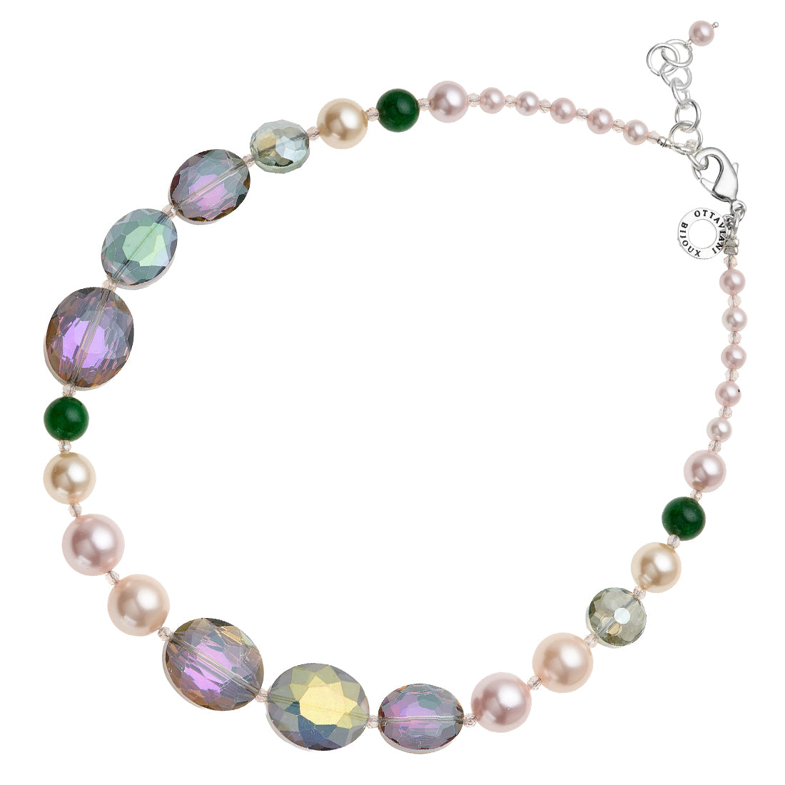COLLANA CON AGATA CRISTALLI E PERLE