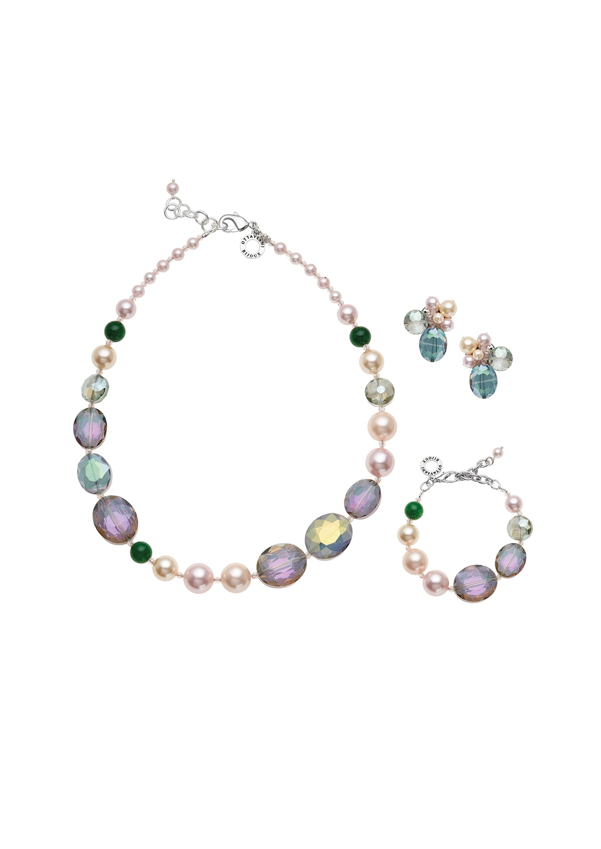 BRACCIALE CON AGATA CRISTALLI E PERLE