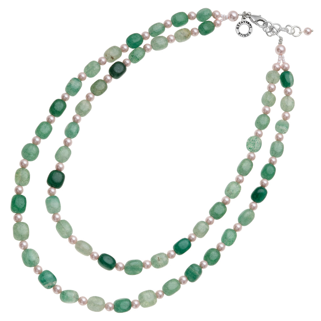COLLANA CON NEFRITE E PERLE