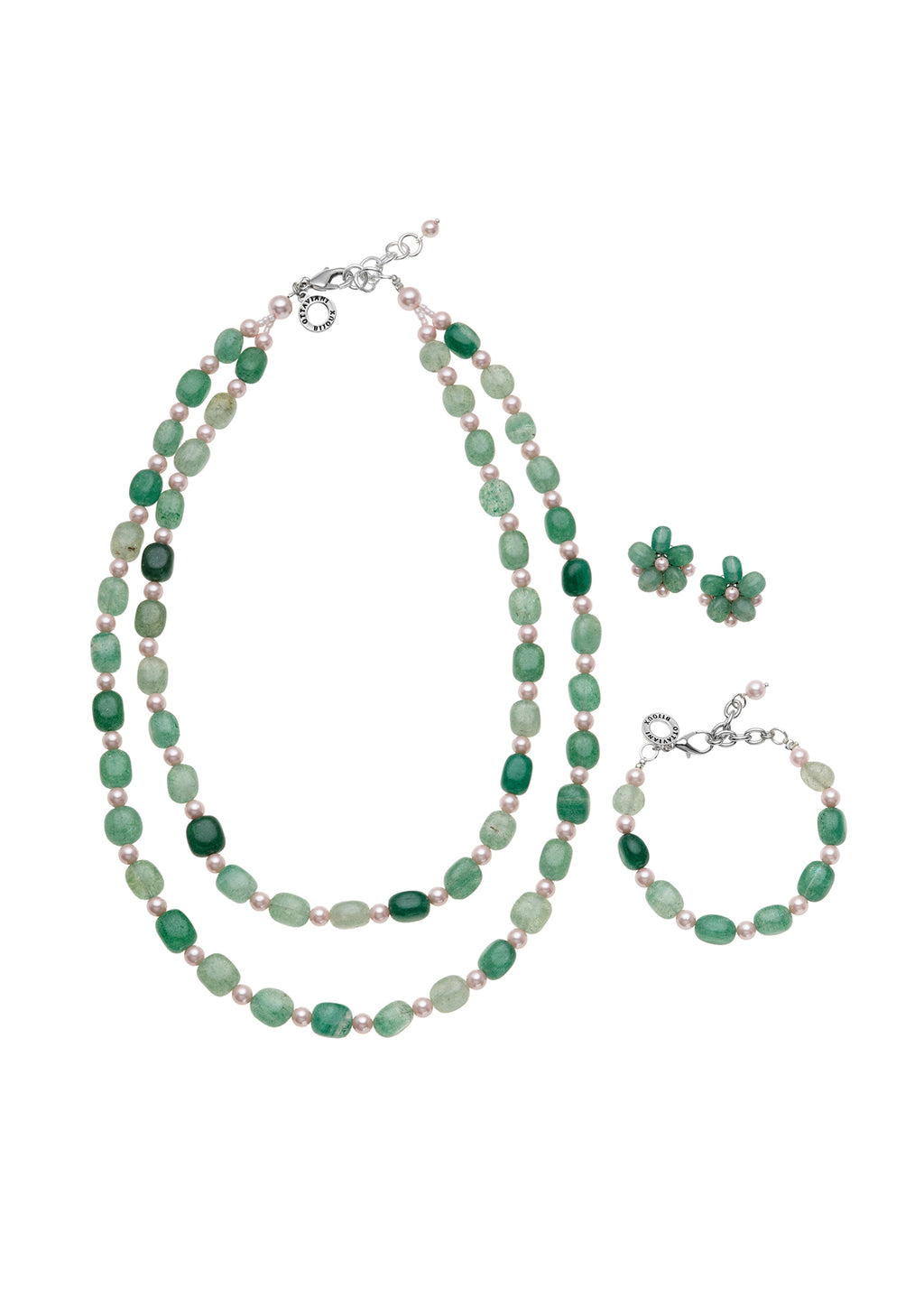 COLLANA CON NEFRITE E PERLE