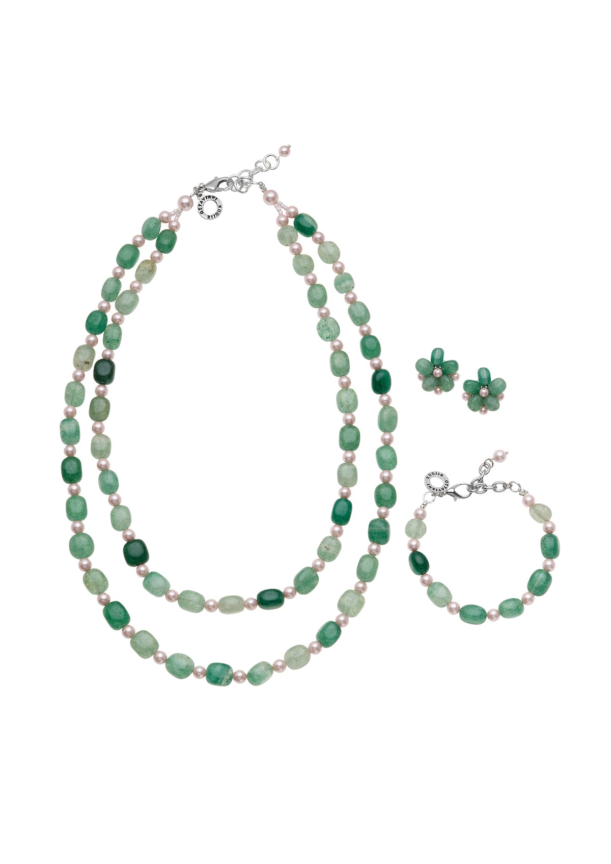 COLLANA CON NEFRITE E PERLE