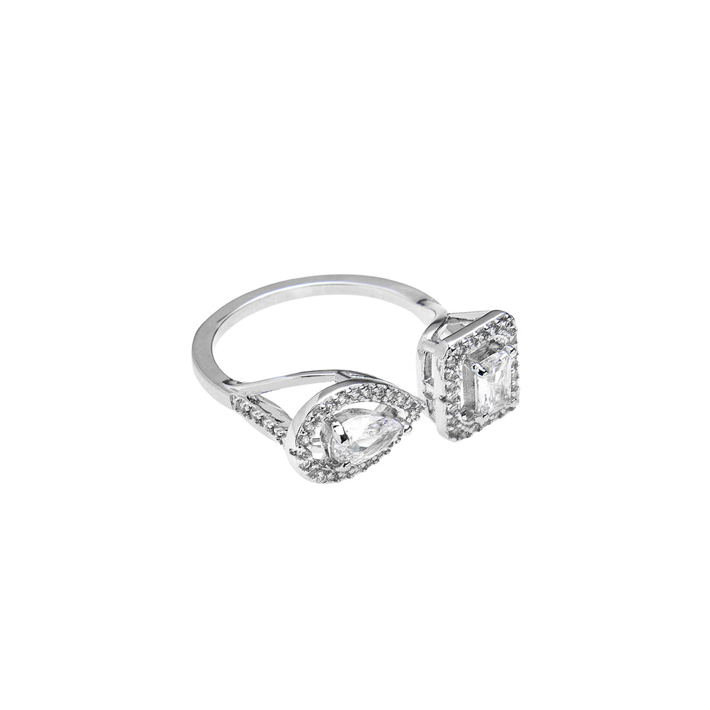 ANELLO RODIATO CON CUBIC ZIRCONIA