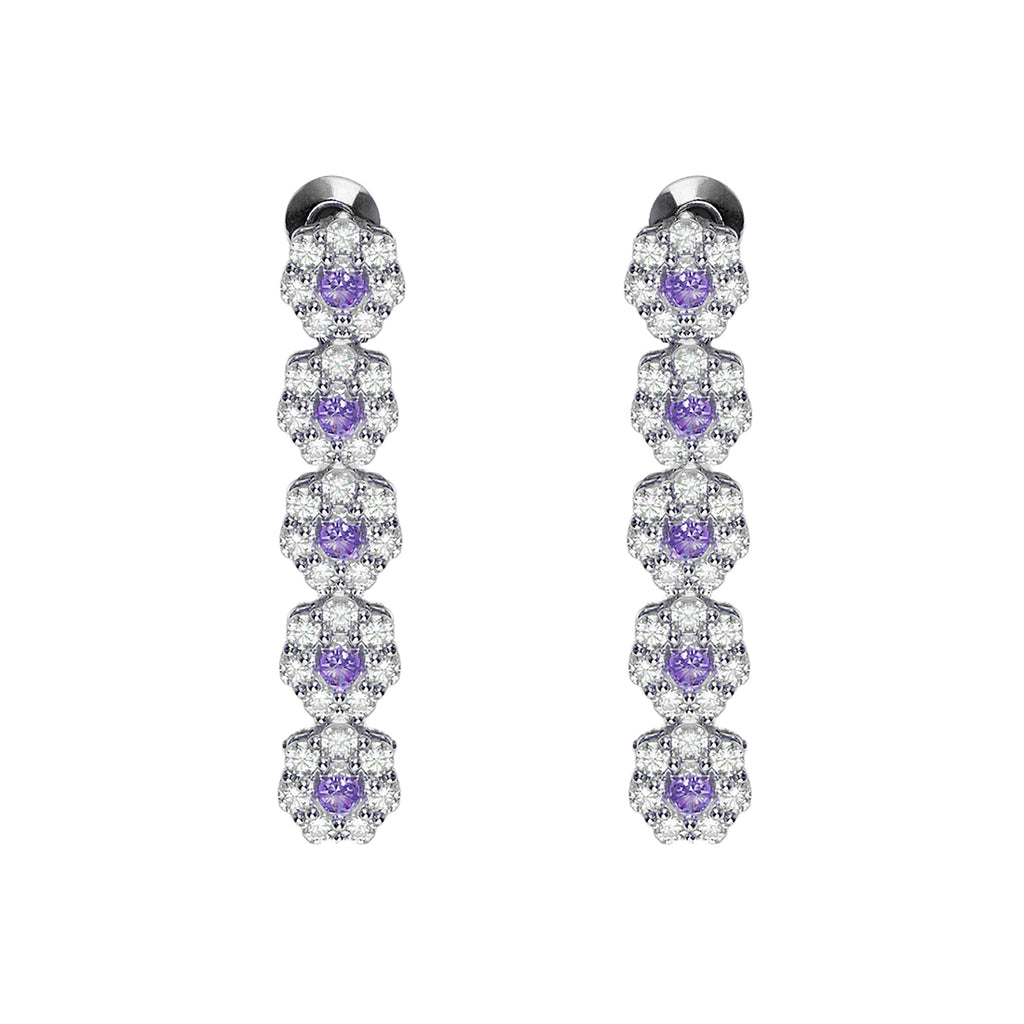 ORECCHINI RODIATI CON CUBIC ZIRCONIA LILLA