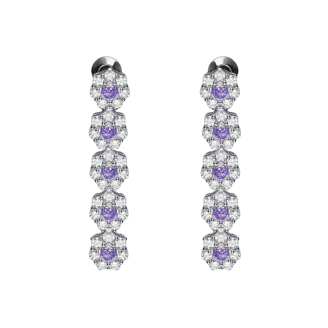 ORECCHINI RODIATI CON CUBIC ZIRCONIA LILLA