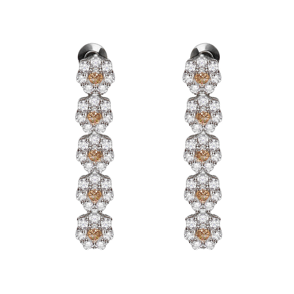 ORECCHINI RODIATI CON CUBIC ZIRCONIA CHAMPAGNE