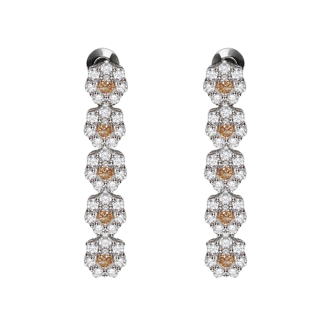 ORECCHINI RODIATI CON CUBIC ZIRCONIA CHAMPAGNE