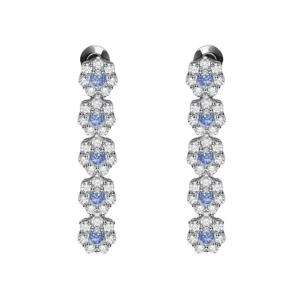 ORECCHINI RODIATI CON CUBIC ZIRCONIA CELESTE