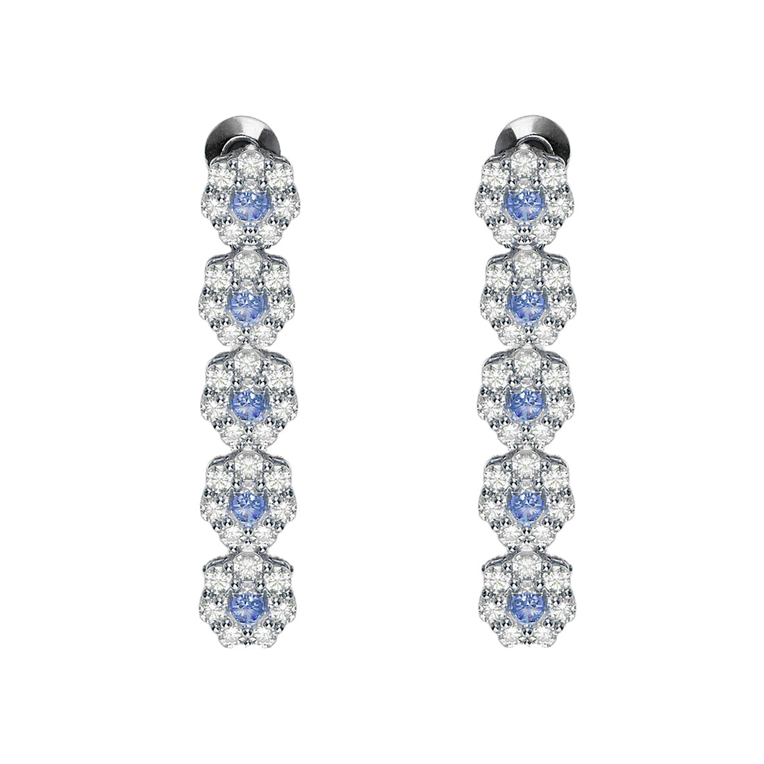 ORECCHINI RODIATI CON CUBIC ZIRCONIA CELESTE