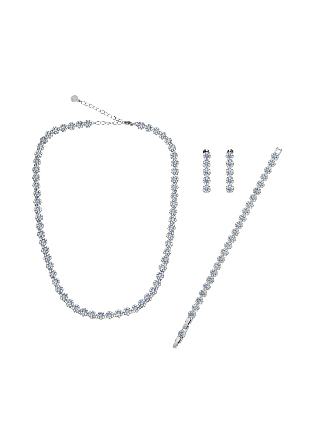 ORECCHINI RODIATI CON CUBIC ZIRCONIA CELESTE