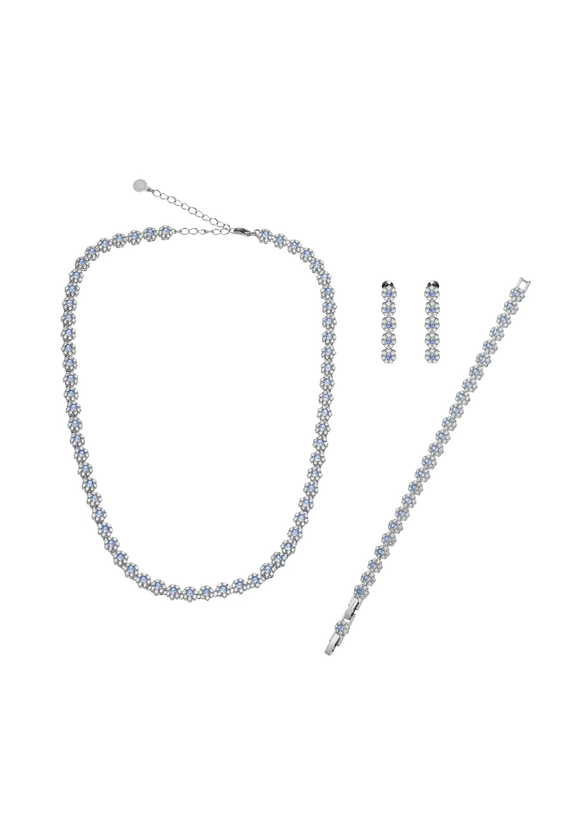 ORECCHINI RODIATI CON CUBIC ZIRCONIA CELESTE