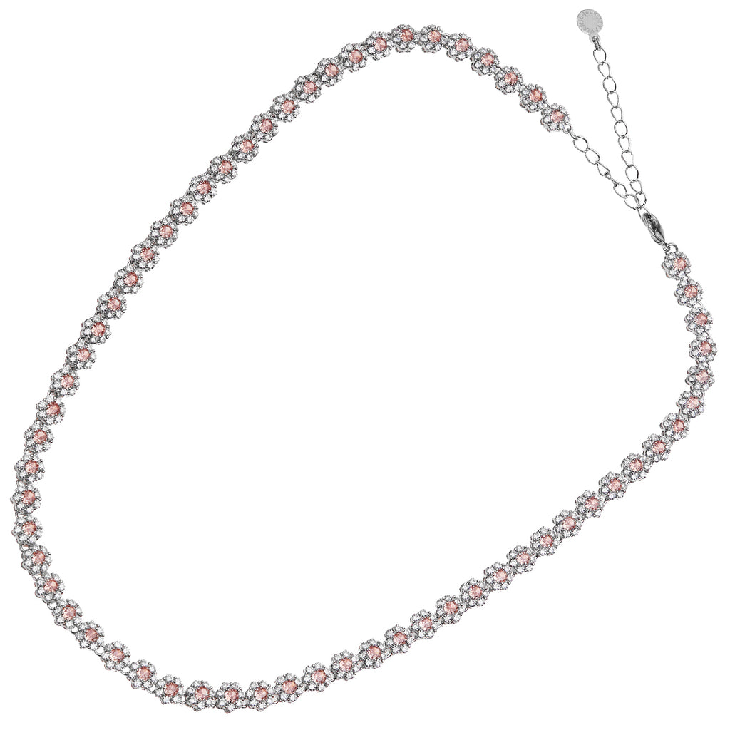 COLLANA RODIATA CON CUBIC ZIRCONIA ROSA