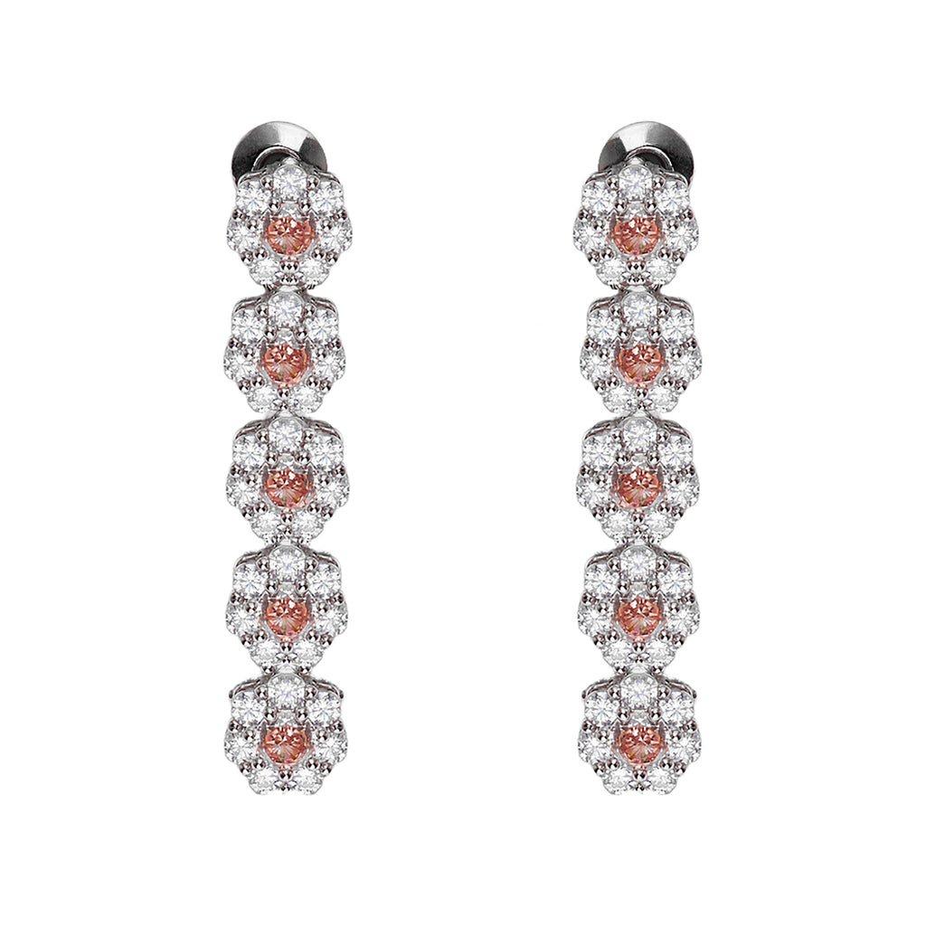 ORECCHINI RODIATI CON CUBIC ZIRCONIA ROSA
