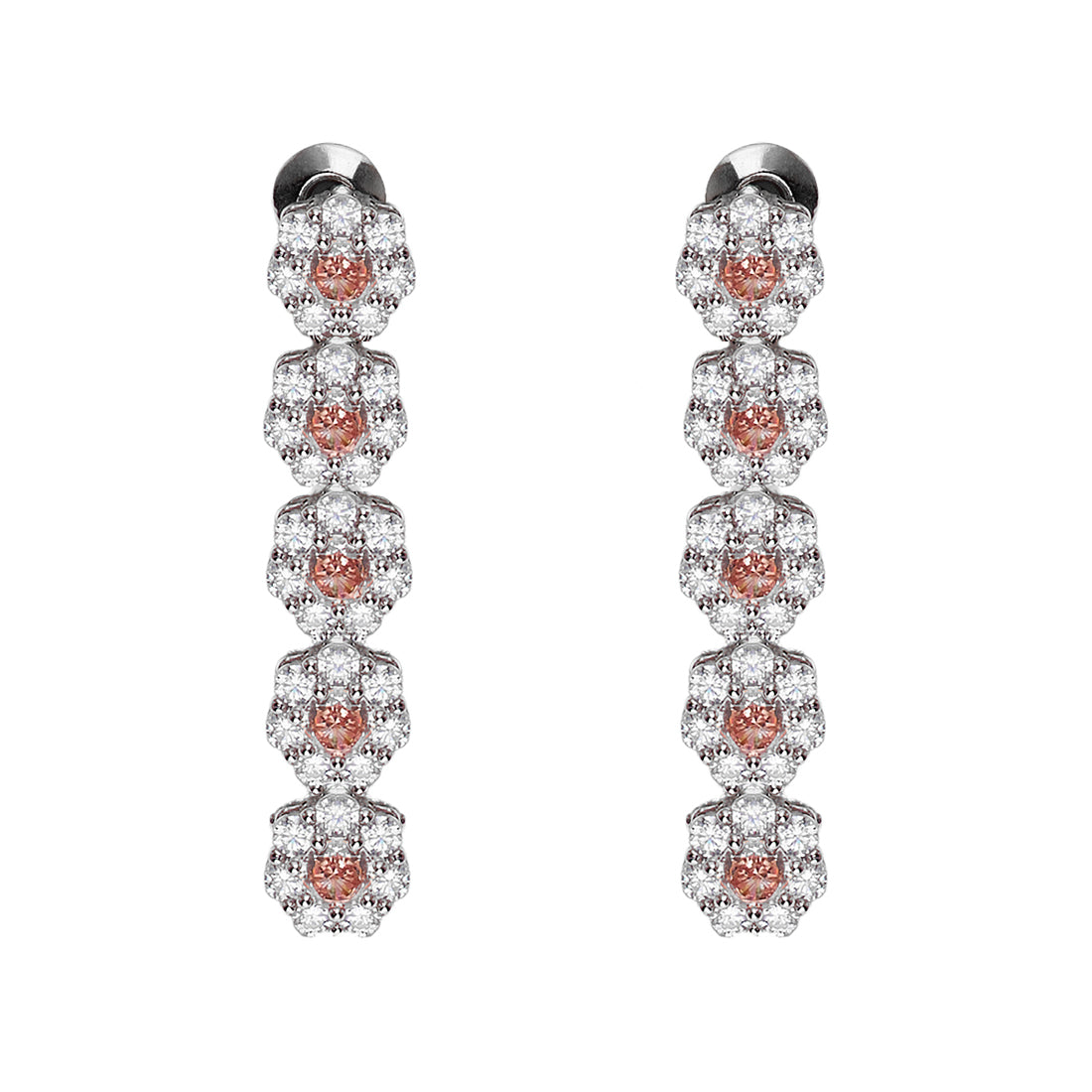 ORECCHINI RODIATI CON CUBIC ZIRCONIA ROSA