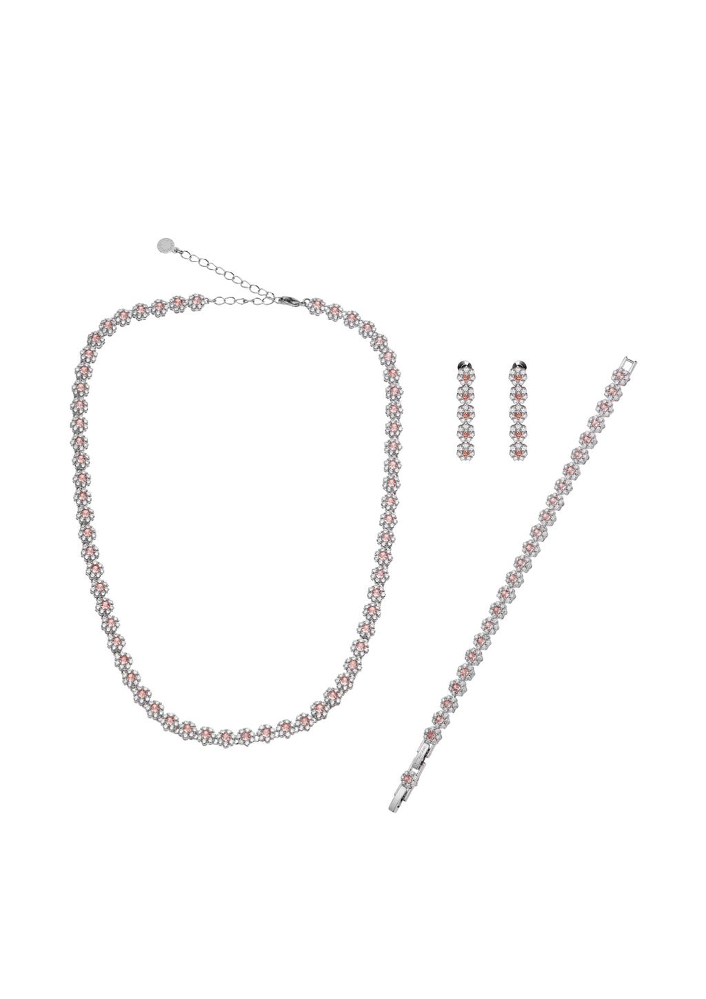ORECCHINI RODIATI CON CUBIC ZIRCONIA ROSA