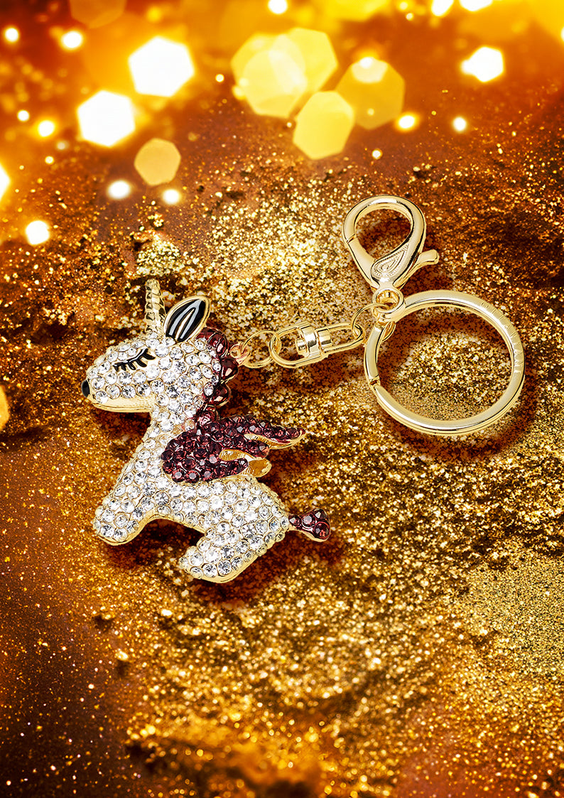 PORTACHIAVI DORATO CON STRASS,SMALTI,PERLINE E