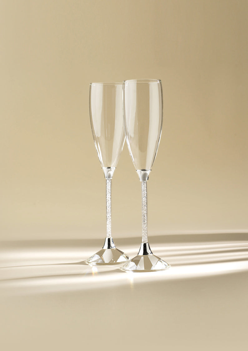 COPPIA FLUTE CON CRISTALLI