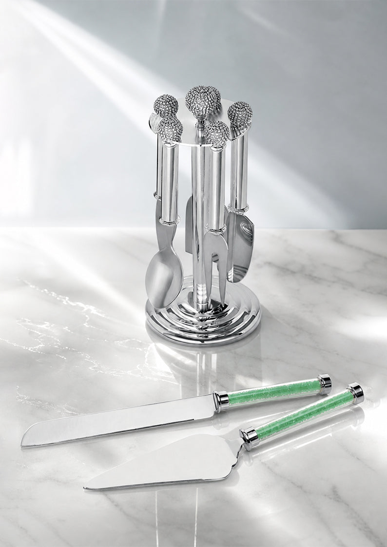 SET POSATE TORTA CON CRISTALLO SMERALDO
