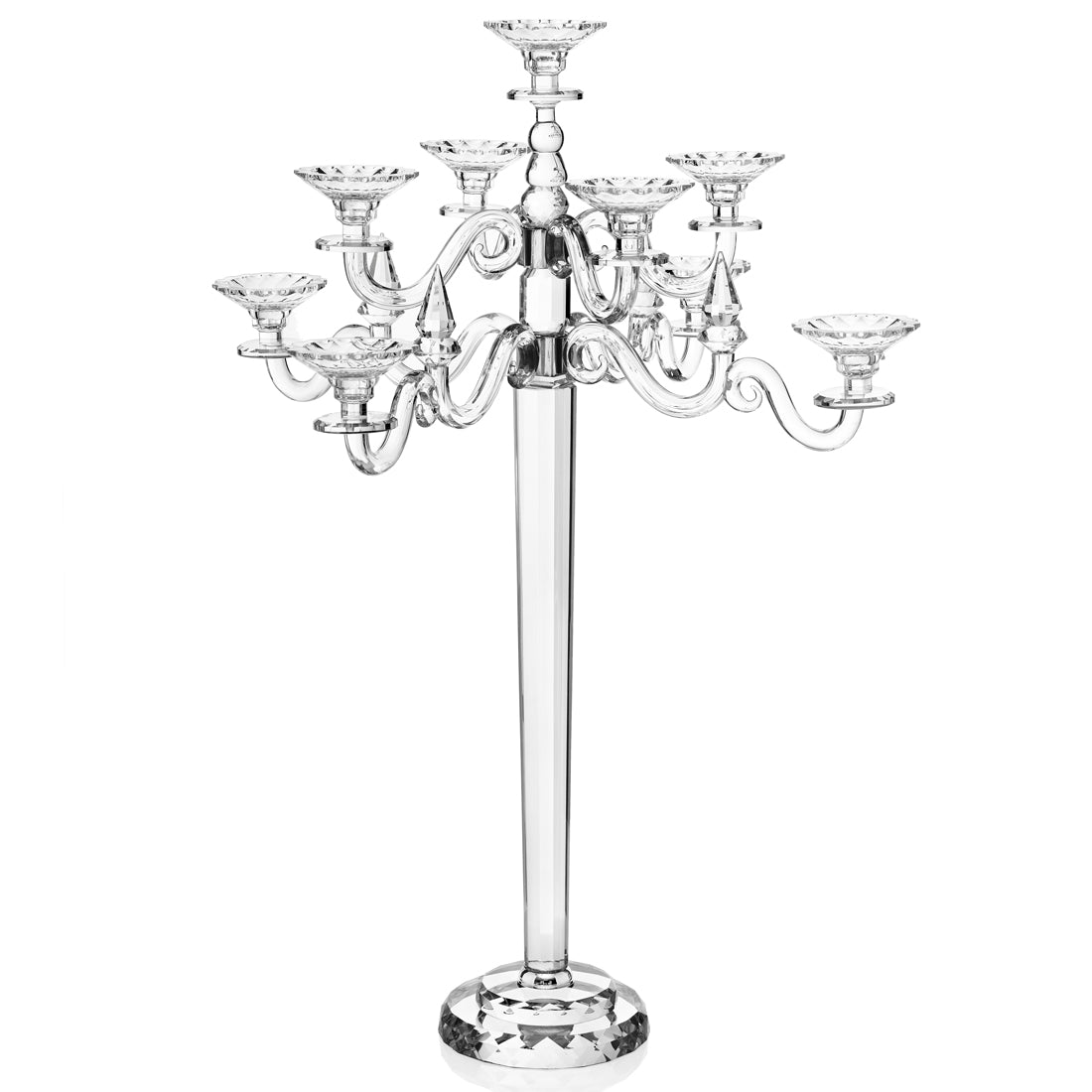CANDELIERE A 9 FIAMME IN CRISTALLO H. 85 CM