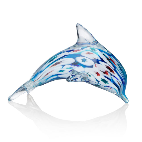 SCULTURA "DELFINO CON MURRINE" IN CRISTALLO