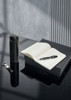 SET CON TACCUINO IN VERA PELLE PENNA ROLLER BO