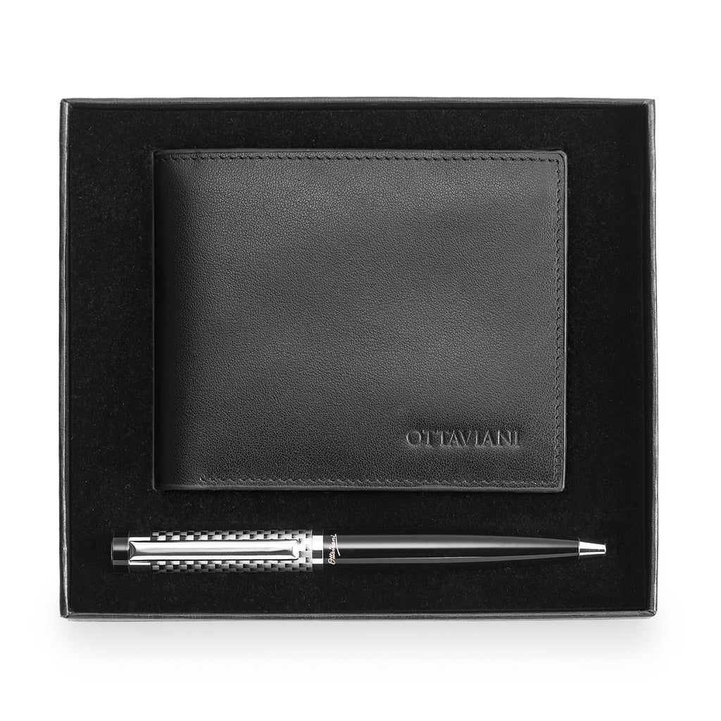 SET PENNA BIRO E PORTAFOGLIO IN VERA PELLE