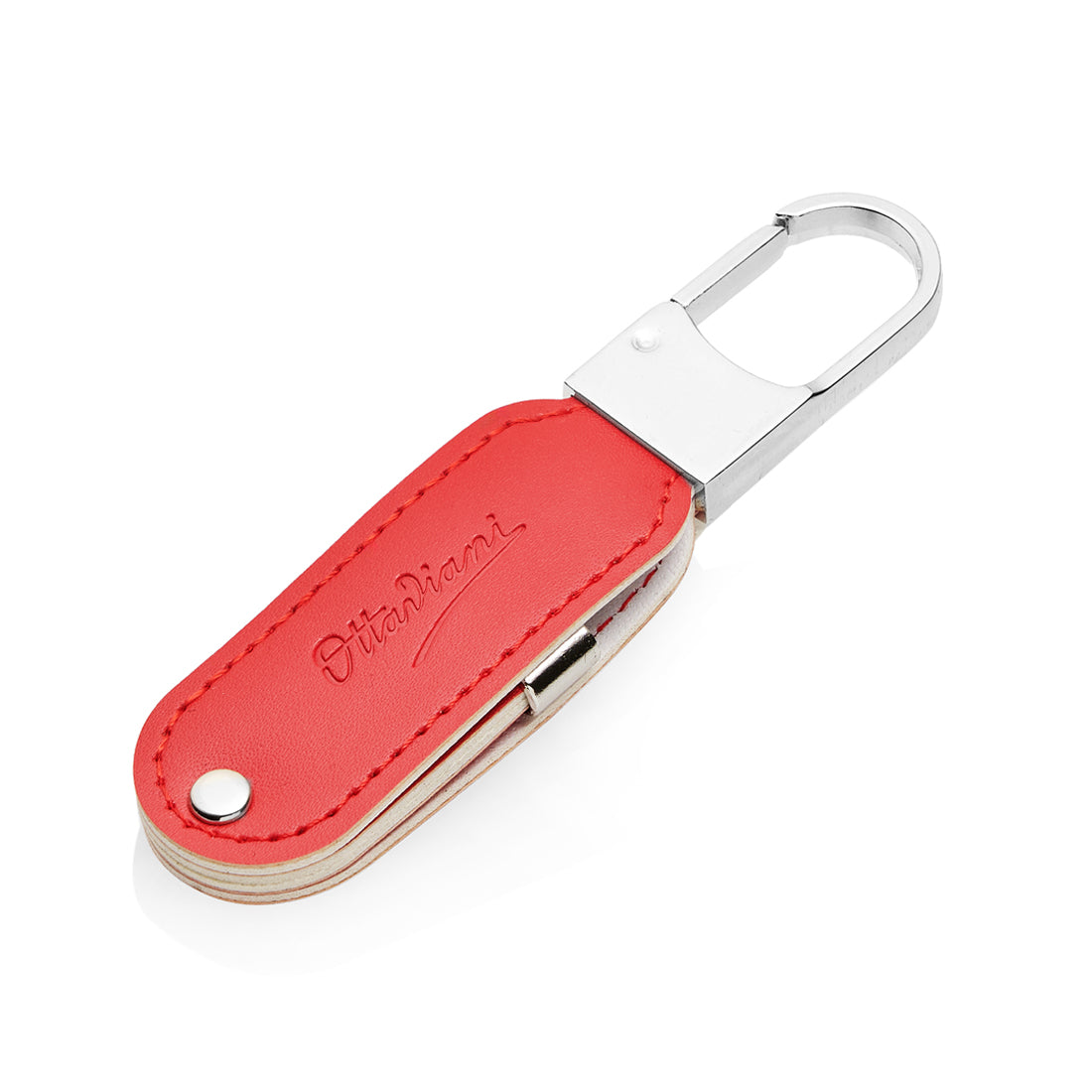PORTACHIAVI IN PELLE ROSSA C/CHIAVETTA USB 16G