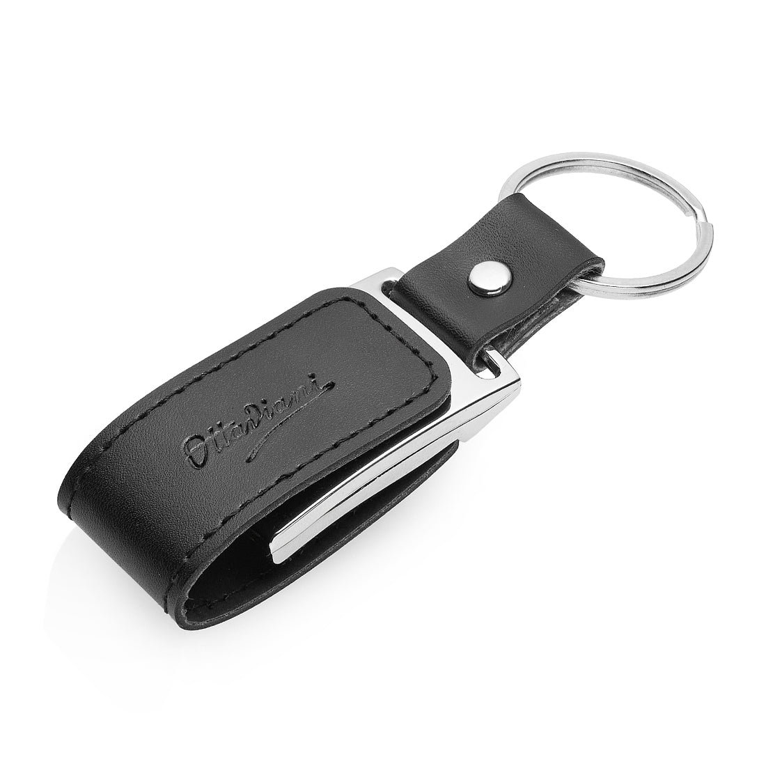 PORTACHIAVI IN PELLE NERA C/CHIAVETTA USB 16GB