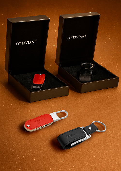 PORTACHIAVI IN PELLE NERA C/CHIAVETTA USB 16GB