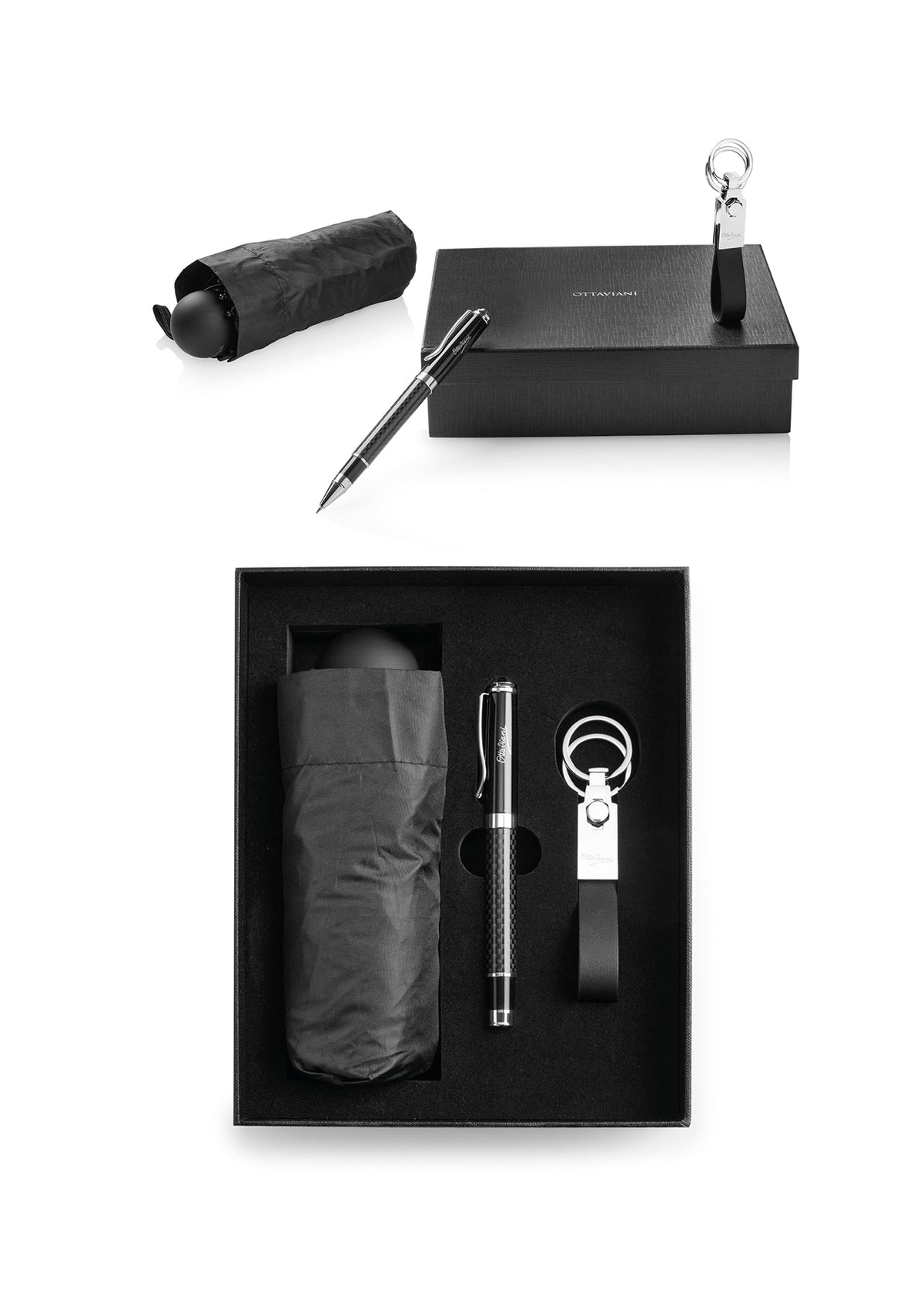 SET CON PENNA PORTACHIAVI E OMBRELLINO C/CUSTOD