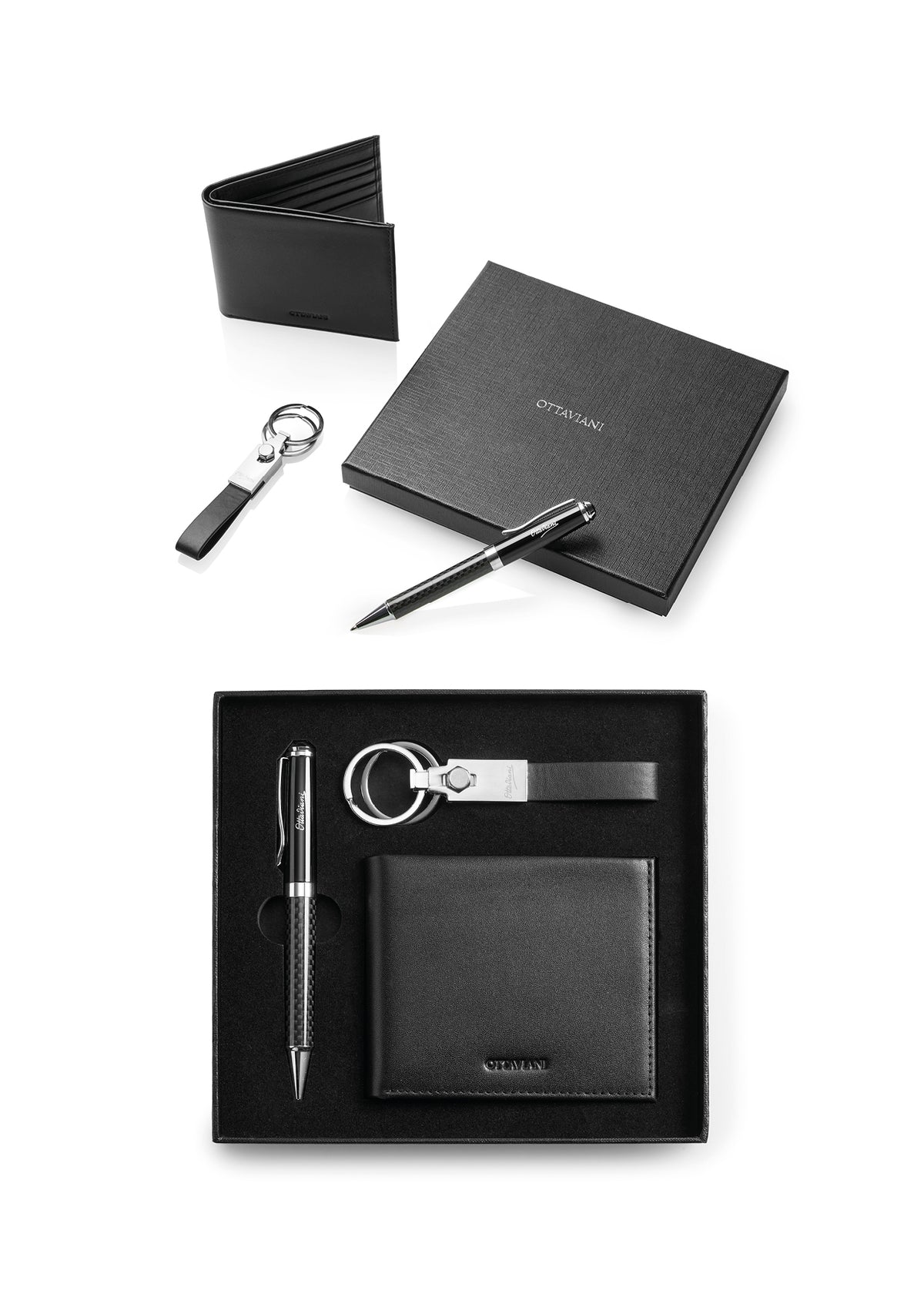 SET CON PENNA PORTACHIAVI PORTAFOGLIO IN VERA P