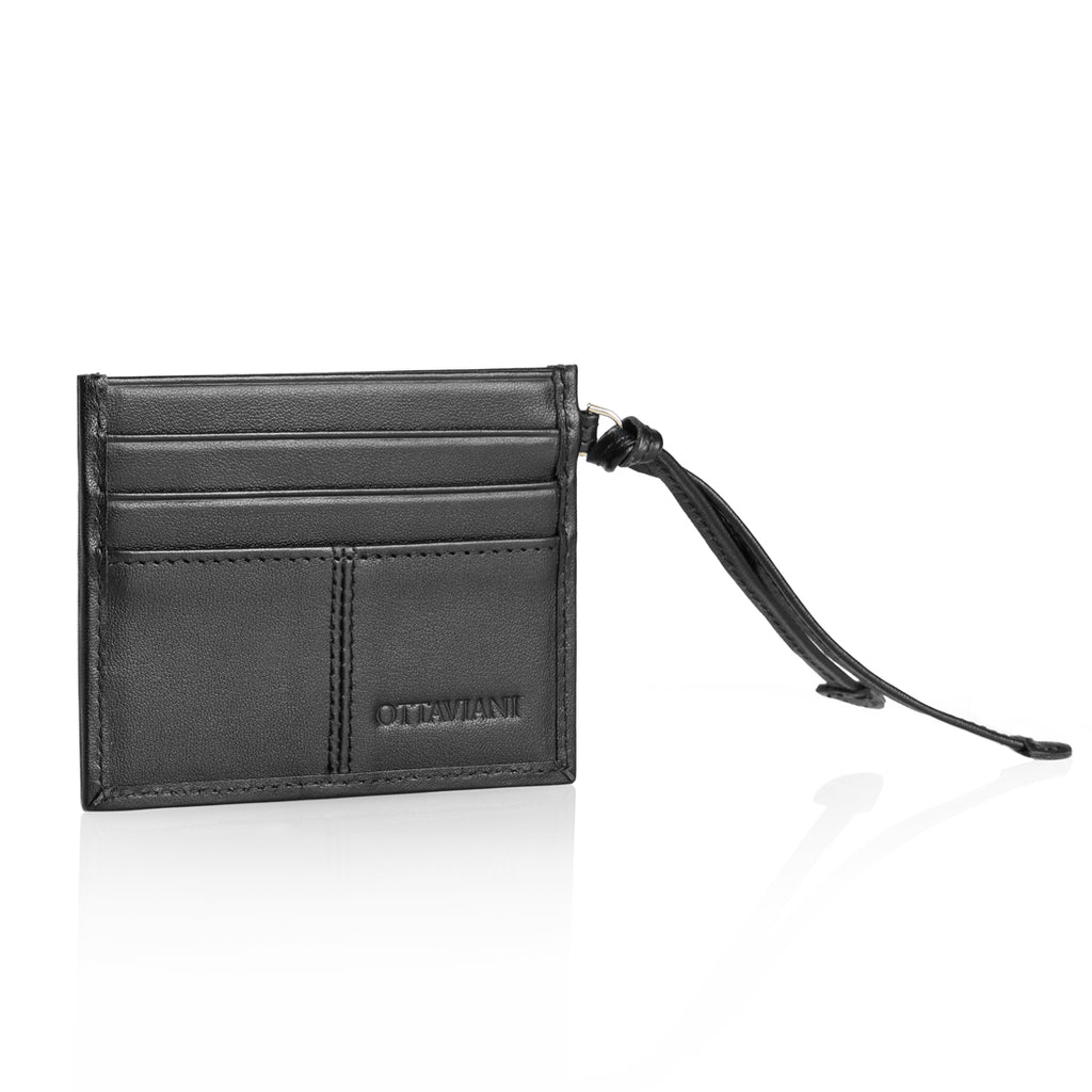 PORTA CARTE IN VERA PELLE NERA