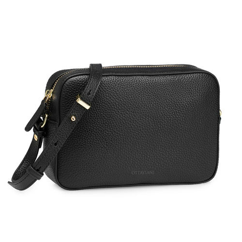 BORSA A TRACOLLA IN VERA PELLA NERA