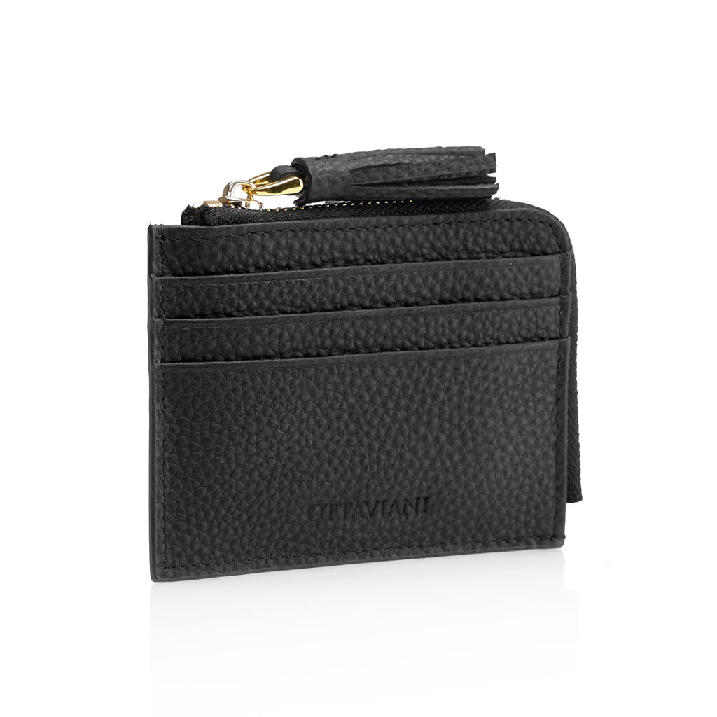 PORTA CARTE CON ZIP IN VERA PELLE