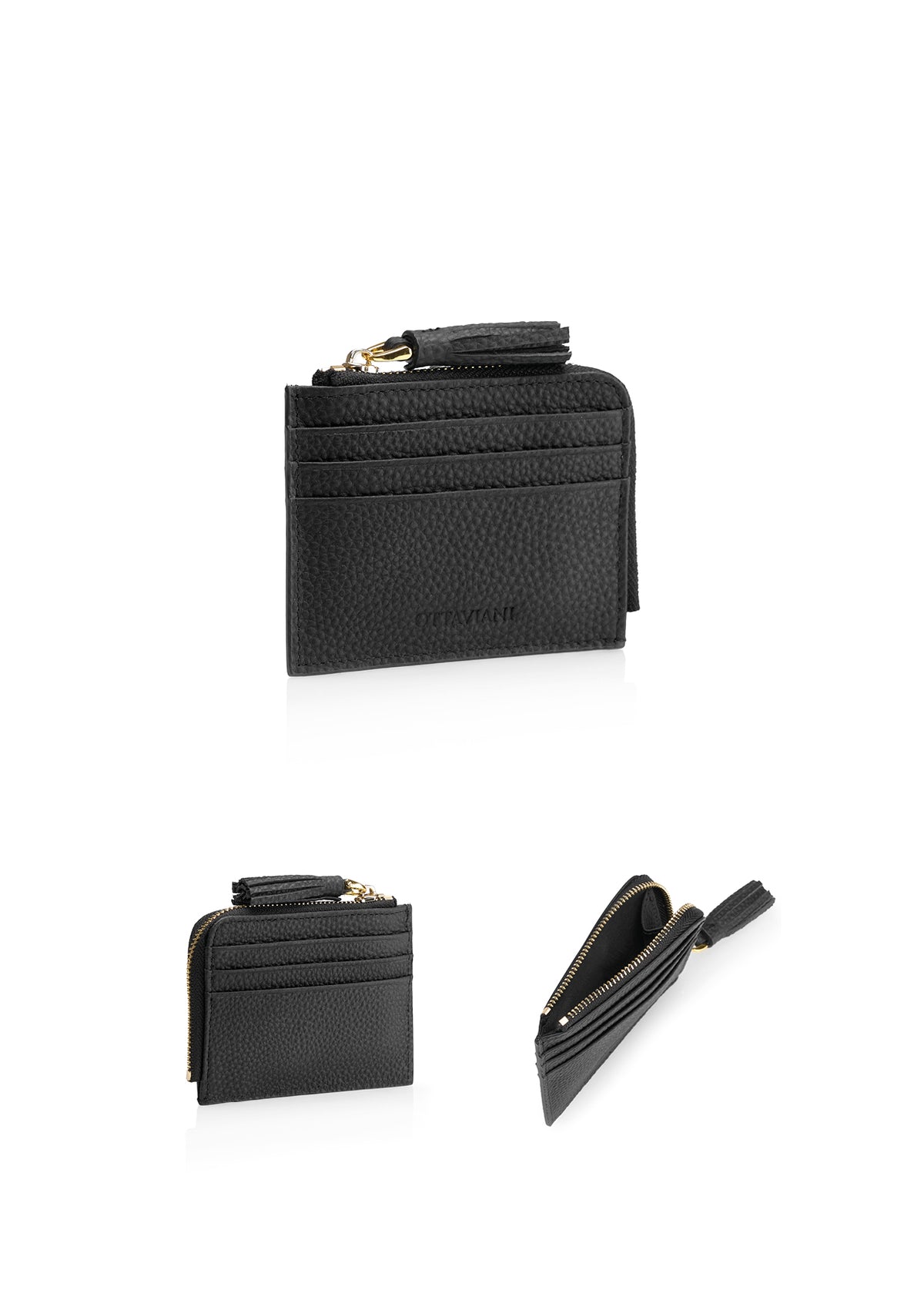 PORTA CARTE CON ZIP IN VERA PELLE
