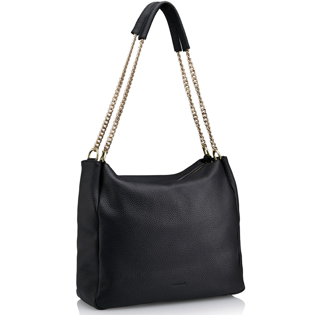 BORSA IN VERA PELLA NERA