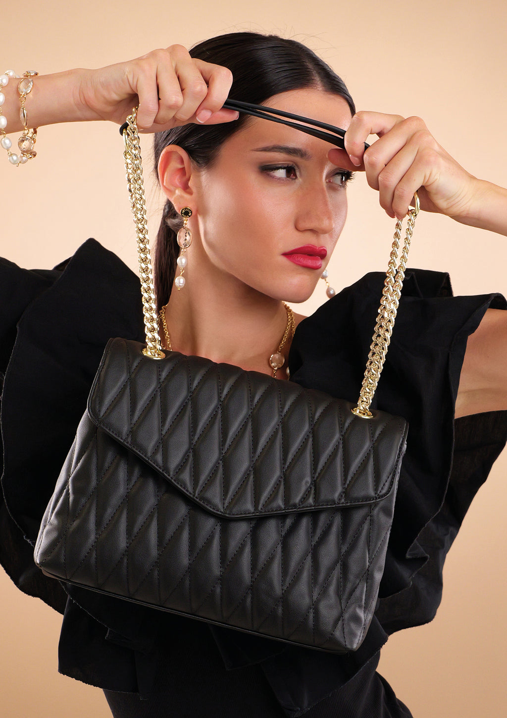 BORSA IN VERA PELLA NERA