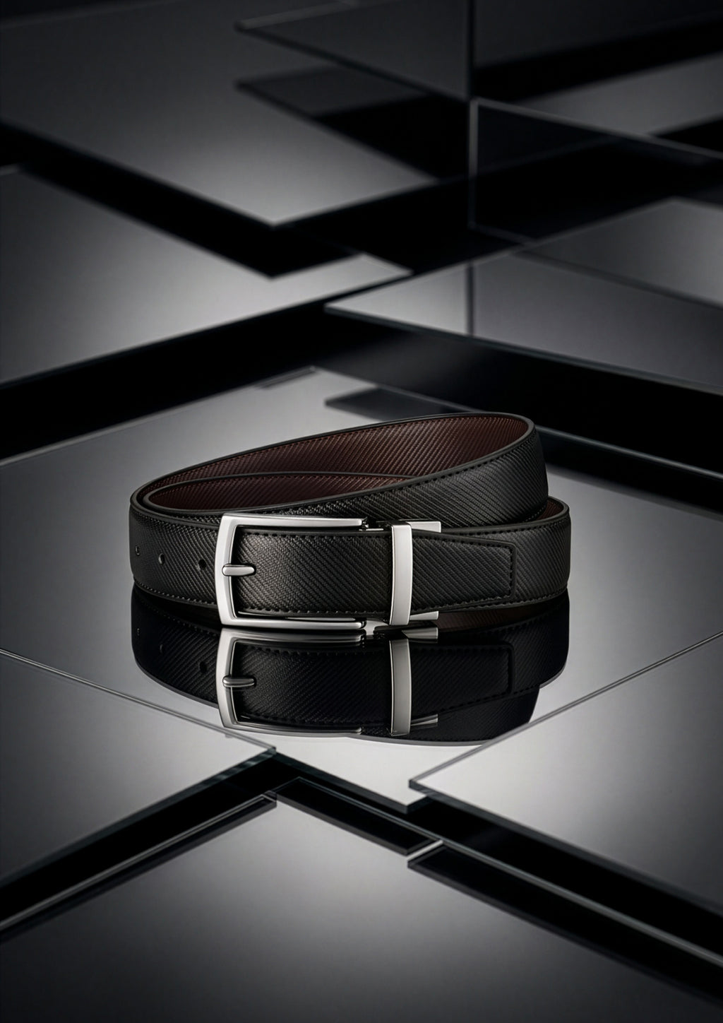 CINTURA IN VERA PELLE REVERSIBILE NERA/MARRONE