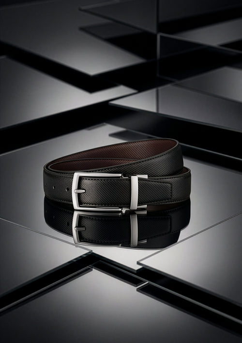 CINTURA IN VERA PELLE REVERSIBILE NERA/MARRONE