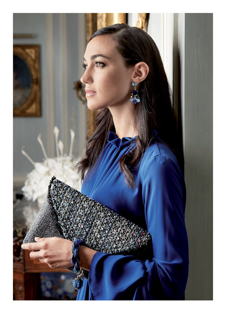 BORSA IN STOFFA CON GLITTER E MICRO PAILLETTES