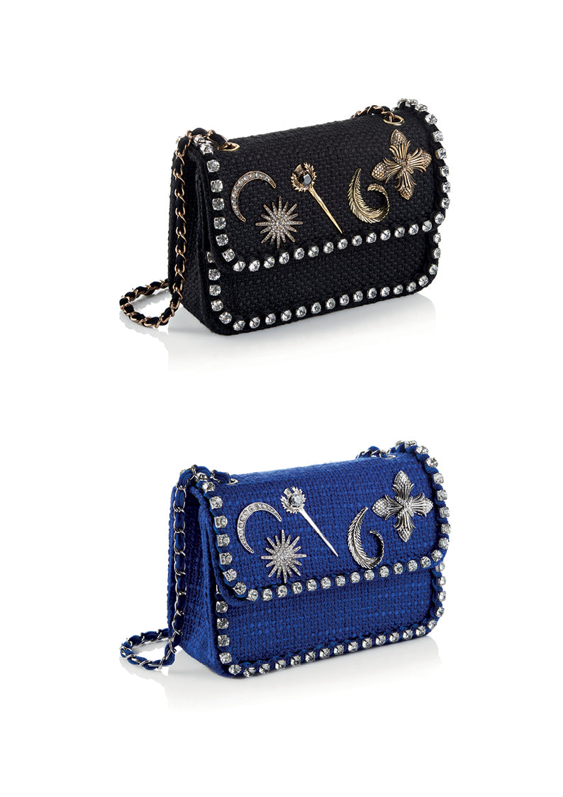BORSA GIOIELLO TESSUTO CON CRISTALLI E STRASS