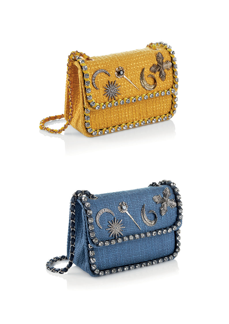 BORSA GIOIELLO TESSUTO CON CRISTALLI E STRASS