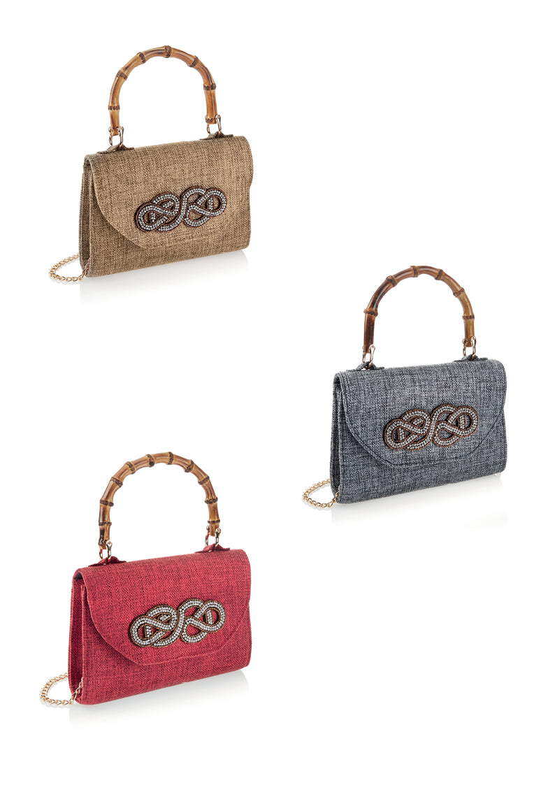 BORSA GIOIELLO IN TESSUTO CON CRISTALLI